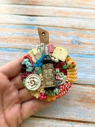 Magnet Miniature Christmas Charcuterie Board with Polymer clay Souvenir $28.00