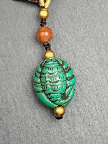 Scorpion Dharma Protector - Authentic Tibetan Turquoise Amulet - Protective Charm - Decades Old - 21×18mm