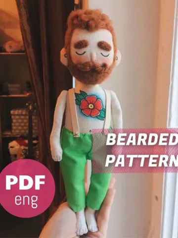 How To Make textile doll simple Bearded man Eng PDF $4.50