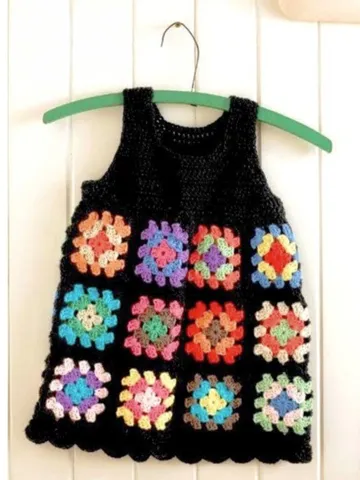 Crochet baby dress , dress crochet pattern, granny squares dress crochet, dress baby pdf $6.68