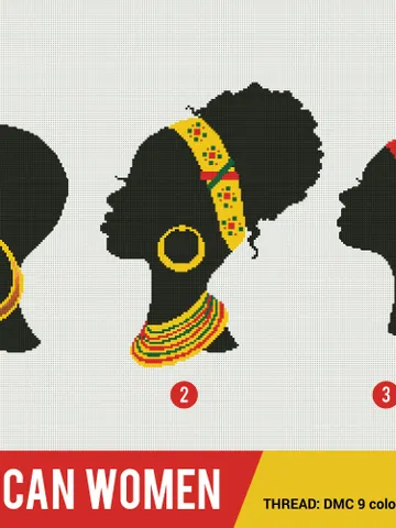 African Women silhoutte Set 3 Cross stitch pattern | Embroidery Pattern | Instant Download | Embroidery Designs $6.80
