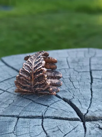 Real fern leaf ring electroformed Nature inspired jewelry Copper ring 7th anniversary gift $40.00