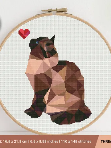 Polygonal Cat Heart Cross stitch pattern | Embroidery Pattern | Instant Download | Embroidery Designs $5.49