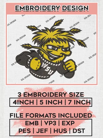 Wichita State Shockers Embroidery Designs, NCAA Logo Embroidery Files, NCAA Wichita State Shockers Logo, NCAA Embroidery Designs, Machine Embroidery Designs, Digital Download $6.99