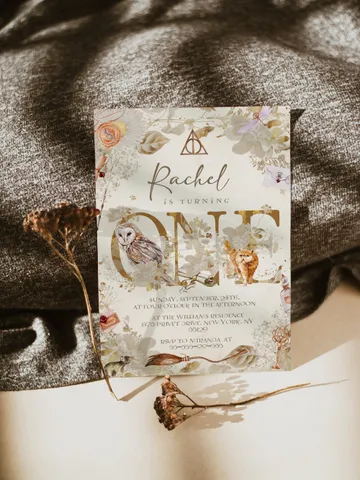 DIY Floral Wizard School Birthday Party Invitation Elegant Magic School Birthday ONE any age first Birthday Invitation magic school ahp $12.78