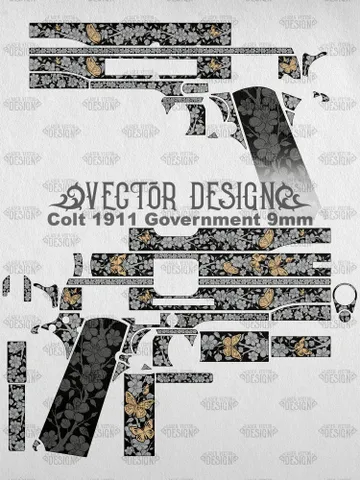 VECTOR DESIGN Colt 1911 government 9mm Sakura and butterflies $130.00