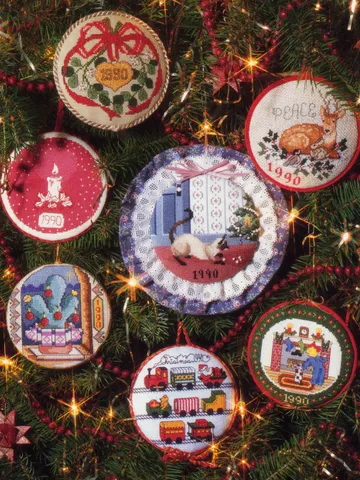 Vintage 7 Round Christmas Ornaments 24 cross stitch pattern PDF Classic Holiday Designs Instant Download $3.50