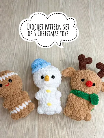 Crochet Christmas pattern set Amigurumi xmas ornament pattern bundle