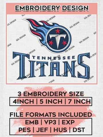 Tennessee Titans Embroidery Design Files, NFL Titans, NFL Embroidery Designs, NFL Tennessee Titans Machine Embroidery Design, Digital Download