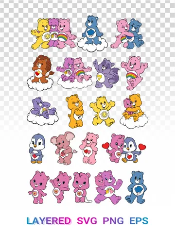 🐻 Care Bears SVG PNG Group Clipart Cartoon Cricut