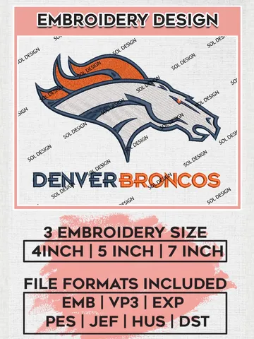 Denver Broncos Embroidery Designs, NFL Broncos Embroidery Designs, NFL Embroidery Designs, NFL Denver Broncos Machine Embroidery Design, Digital Download $6.99