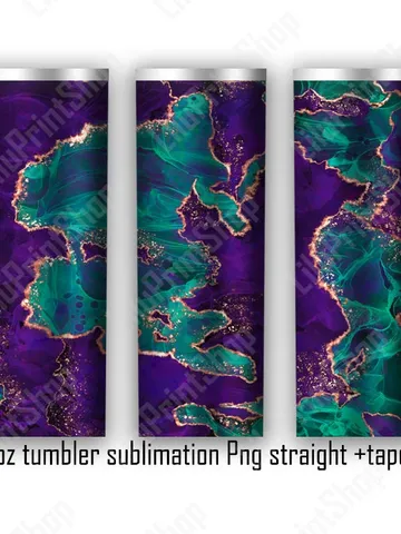 Marble tumbler wrap Agate tumbler wrap Geode Emerald & purple sublimation design PNG 20oz skinny straight tapered tumbler digital $2.98