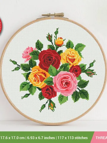 Roses Cross stitch pattern | Embroidery Pattern | Instant Download | Embroidery Designs $5.94