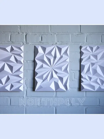 Geometric Pattern Triptych Papercraft, Digital Template, PDF Download, Gurko, 3D Low Poly, Pepakura, DIY Origami Sculpture, Paper Decor $12.00