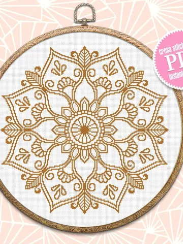 Flower mandala cross stitch pattern download PDF Simple mandala digital Monochrome cross stitch Modern cross stitch DIY Home decor #M179 $4.60