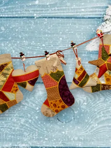 Christmas set of machine embroidery designs in the patchwork style Machine Embroidery Pattern Chtistmas embroidery motif $15.01
