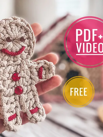 Gingerbread man ornament free crochet pattern PDF, Christmas tree decorations, hanging decoration digital instant download $1.20