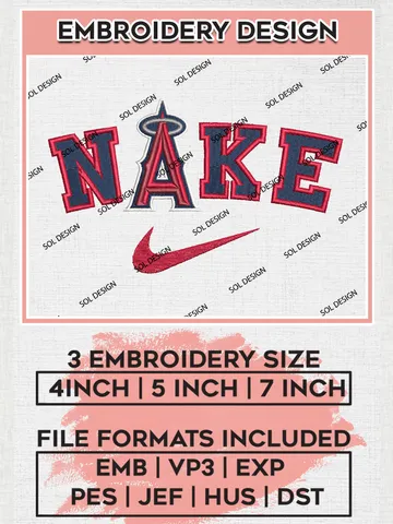 Nik.e Los Angeles Angels Team Logo Embroidery Design, MLB Team Embroidery files, Los Angeles Angels Baseball Team, MLB Angels Team, Digital Download $6.99