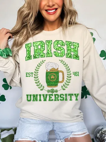 Faux Sequin Irish University Png, St Patty's Faux embroidery, Beer png, St Patricks Day Green Glitter Png, Shamrock png, trendy st patrick $4.46