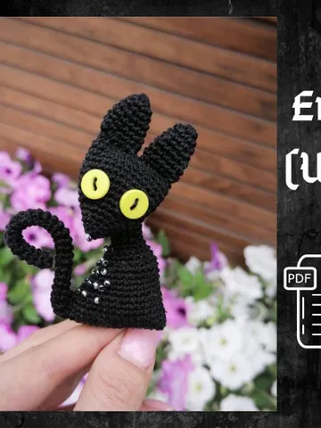 PDF Crochet Brooch Pattern Black Cat, Amigurumi Cat Pin, Cute Crochet Kitty, Animal Brooch Pattern, Handmade Cat Jewelry Crochet Animal Gift $7.00
