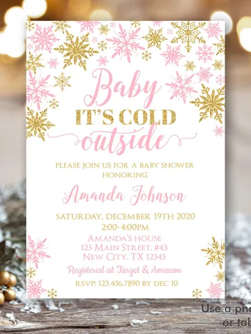 Baby It's Cold Outside Baby Shower Invitation, Winter Wonderland Baby Shower Invitation, It's a Girl Instant Download Editable Template $7.00