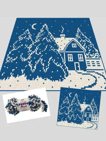Loop yarn Finger knitted Winter Evening blanket pattern $7.00