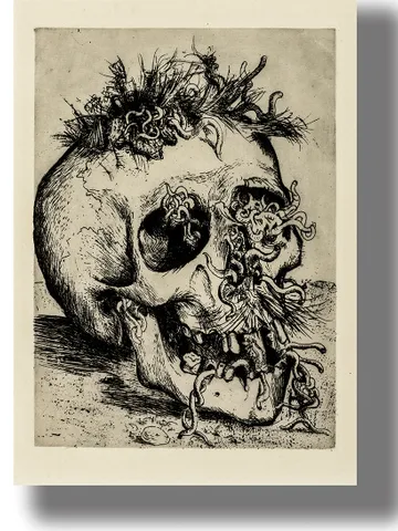 Otto Dix artwork. Human Skull. Illustration from the series horrors of war. $21.00