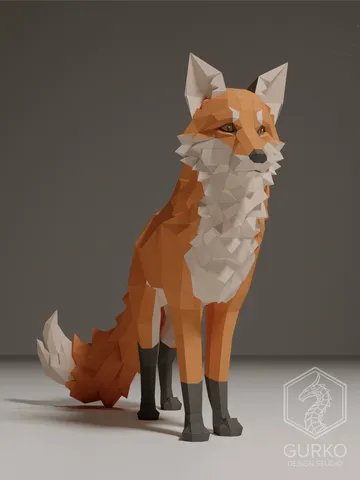 Standing Fox Papercraft, Digital Template, PDF Download, Gurko, 3D Low Poly, Pepakura, Origami Sculpture, Paper Party Decoration, DIY Gift $30.00