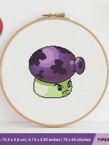 Fume-shroom Plants vs Zombies Cross stitch pattern | Embroidery Pattern | Instant Download | Embroidery Designs $5.94