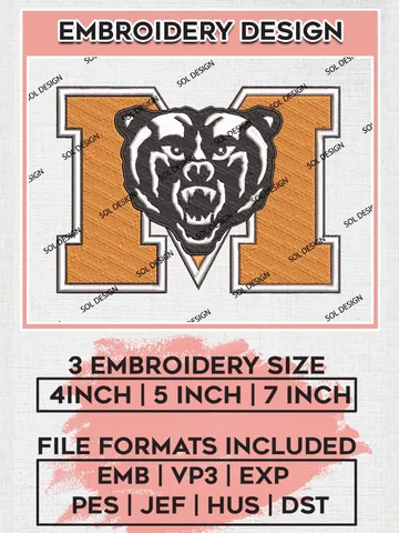 Mercer Bears Logo Machine Embroidery Design, NCAA Mercer Bears Embroidery Design Design files, NCAA Embroidery Designs, NCAA Machine Embroidery Designs, Digital Download
