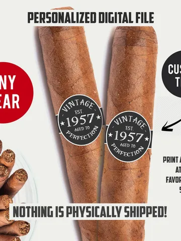 Cigar Labels Personalized Birthday Cigar Band, Vintage Aged to Perfection Birthday Cigar Labels, Cigar Party Printable, Custom Label $6.50