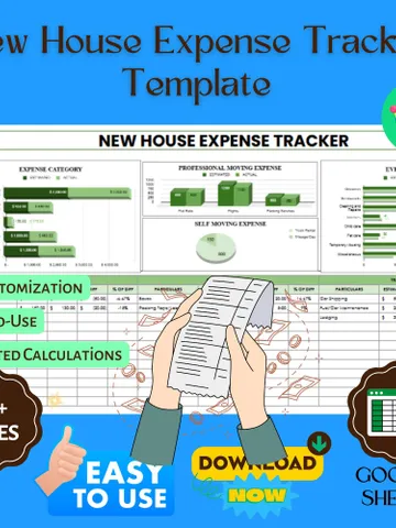 New House Expense Tracker Template, Google Sheets, Editable Home Budget Planner, Cost Management Sheet $8.26