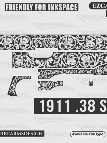 Colt1911 38 Super Scroll Design Svg,lasercut,laserengraving,fiberlaser,engravingfiles,laserpattern,engravingdesign,engravingpattern,metalart $59.99