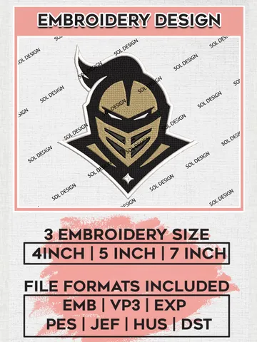 UCF Knights Mascot Embroidery Designs, NCAA Logo Embroidery Files, NCAA UCF Knights Logo, NCAA Embroidery Designs, Machine Embroidery Designs, Digital Download $6.99