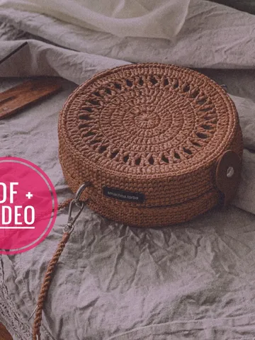Crochet bag round with raffia yarn pattern PDF, digital instant download $4.50