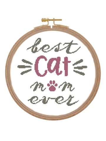Best cat mom cross stitch pattern modern Simple mothers day cross stitch counted Mom day saying Xstitch Easy simple beginner chart one color $3.84