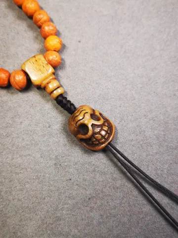 Gandhanra Handmade Tibetan Pendant Bead,Bone Carved Spacer Bead for Mala,Skull Sitavana Amulet Pendant $39.99