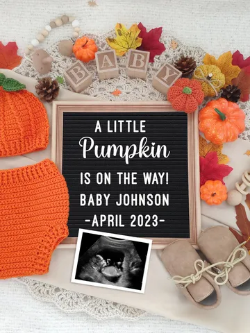 Pregnancy Announcement Digital, Fall Baby Announcement Digital, A Little Pumpkin Baby Announcement Editable Digital Template $7.00