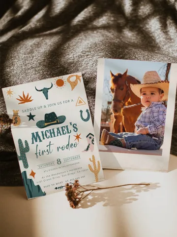 First Rodeo Birthday Invitation; Southwest Birthday invite; Ranch Birthday Invitation Template; DIY Cowboy Birthday Invitation Printable $12.78