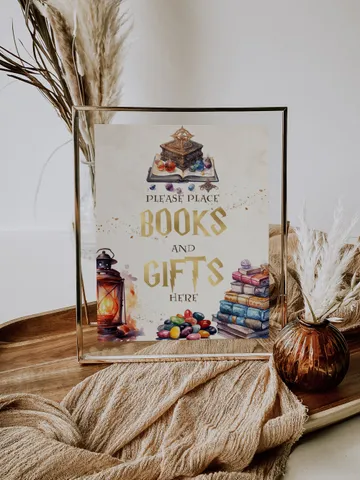 BOOKS AND GIFTS; Wizard Baby Shower; Magic School Baby Shower template; Instant Download; wiz1320 $7.55