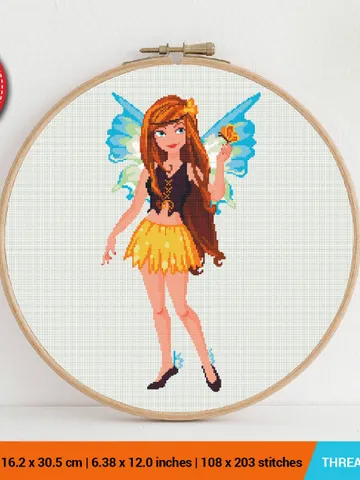 Cute Fairy Cross stitch pattern | Embroidery Pattern | Instant Download | Embroidery Designs $5.94
