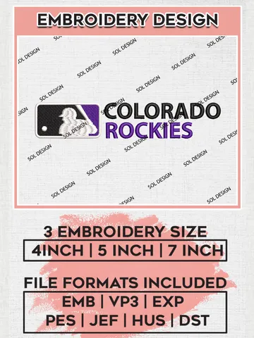 Colorado Rockies MLB Word Logo Embroidery Files, MLB Colorado Rockies Team Embroidery, MLB Teams, 3 sizes, MLB Machine embroidery designs, Digital Download