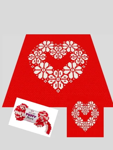 Loop yarn Finger knitted Flowers Heart blanket pattern $6.00