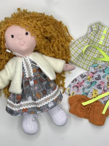 Waldorf doll ready to ship, Red hair handmade textile doll, Christmas gift for a girl, Organic eco friendly Stainer doll $145.00