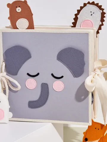 quiet book baby elephant , felt activity book, personalized baby sensory soft book, kinderkrama $65.00