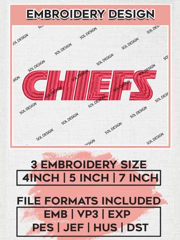 Kansas City Chiefs Wordmark Logo Embroidery Designs, NFL Chiefs , NFL Logo Embroidery Files, NFL Kansas City Chiefs Machine Embroidery Design, Digital Downlo $6.99