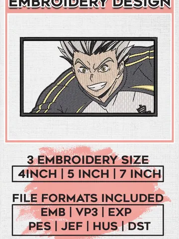 Bokuto Kotaro Haikyu Character Embroidery Files / Anime Character Embroidery Designs, Machine Embroidery, Digital Download EMB_ANIME_43 $6.99