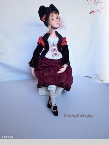 Polymer clay doll, height 36 cm (14 inches).