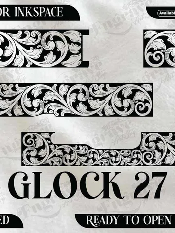 Glock27 Scroll Design,lasercut,laserengraving,fiberlaser,engravingfiles,metalart $40.00