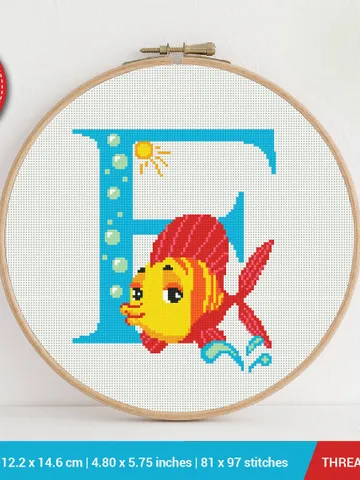 Letter F Fish ABC Cross stitch pattern | Embroidery Pattern | Instant Download | Embroidery Designs $5.37
